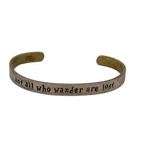 Mima & Oly Engraved Not All Who Wander Are Lost Cuff Bracelet College Hope Faith